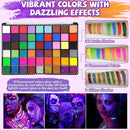Professional Face Painting Kit for Kids – 54 Color Water Activated Facepaint Makeup Kit, Non-Toxic face Paint with Stencils, Gems, Brushes– for Halloween, Parties, Carnival, School Event & Festivals by TinyTreasures Baby Boutique