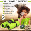 Promora Binoculars for Kids, Set with Magnifying Glass & Compass Purple - Perfect Toy for Little Boys and Girls, Kids Binoculars for 3-12 Years Boys and Girls Present for Toddler by TinyTreasures Baby Boutique
