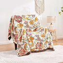 Boho Throw Blanket, 100% Cotton Ultra Soft Luxury Throw Rustic Quilt, 90"x98" Floral Printed Farmhouse Decor Bed Summer Blankets, All Season Rustic Reversible Bohemian Throw for Bed - White by CozyNest Decor