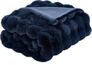 DREAMNINE Large Soft Thick Fuzzy Bubble Faux Rabbit Fur Blanket Full Size 70" x 80",Double Sided Comfy Plush Warm Shaggy Fluffy Blankets, Luxury Big Cozy Cute Textured Furry Blanket for Bed, Navy Blue by CozyNest Decor