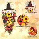 24" Rustic Fall Scarecrow Teardrop Swag – Farmhouse Sunflower & Pumpkin Wreath – Autumn Harvest Hanging Decor for Front Door, Wall, Porch, Indoor/Outdoor by CozyNest Decor