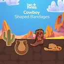 BioSwiss Bandages, Cowboy Shaped Self Adhesive Bandage, Latex Free Wound Care, Fun First Aid Kit Supplies for Kids and Adults, 24 Count by TinyTreasures Baby Boutique