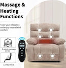 Lay Flat Recliner with Vibration Massage and Lumbar Heating, 26'' Wide Recliner Chair with Infinite Position and 2 Remote Controls, Soft Chenille Lift Recliner for Living Room, Khaki by CozyNest Decor