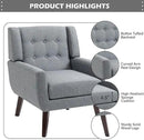 UIXE Accent Chair, Modern Upholstered Armchair in Fabric for Living Room, Comfy Club Arm Chairs Single Sofa Button Tufted Bedroom Reading Seat - Gray, Set of 4 by CozyNest Decor