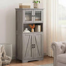 GarveeHome 54in Tall Bathroom Cabinet, Farmhouse Storage Cabinet with Glass Doors and Adjustable Shelves, Freestanding Kitchen Pantry Cabinets, Cupboard for Living Room, Dining Room, Gray by CozyNest Decor
