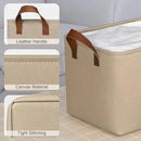 KEEGH Storage Baskets for Organizing, Fabric Storage Bins for Shelves with Leather Handle, Shelf Baskets for Closet Organization, 15" L x 11" W x 10" H, Brown, 4 Pack by CozyNest Decor