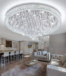 47'' Modern Chandeliers LED Dimmable Crystal Flush Mount Ceiling Chandeliers for Living Room High Ceiling Entrance Foyer Lobby Bedroom Silver by CozyNest Decor