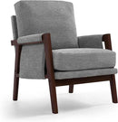 Modern Accent Chair for Living Room Mid Century Arm Chair Upholstered Bedroom Chair Comfy Lounge Chair with Solid Wood Frame, Grey by CozyNest Decor