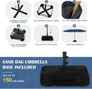 Sundale Outdoor Solar 144 LED 15 ft Patio Umbrella with Sandbag Base Included and Cover, Outdoor Double-Sided Umbrella, Navy by GreenHaven Gardens