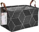 FANKANG Storage Basket,Nursery Hamper Canvas Laundry Basket Foldable with Waterproof PE Coating Storage, Office, Bedroom, Clothes,Toys (Rec-Black Cube) by TinyTreasures Baby Boutique