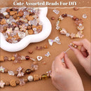 Assorted 170-230PCS Brown Acrylic Beads for Bracelet Making, Flower Bow Butterfly Candy GummyBear Aesthetic Bracelet Charms,Cute Beads for Jewelry Making DIY Necklace Keychain Phone Charm by TinyTreasures Baby Boutique