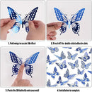 SAOROPEB Butterfly Wall Stickers, 48 Pcs 4 Styles 3 Sizes, Metallic Paper, Removable, Navy Blue, Art Deco Decor for Wall by CozyNest Decor