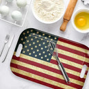 Serving Trays with Handles, 14.5 x 9.8 inch Rectangular Plastic Tray for Restaurant, Kitchen, Vintage United States of America Flag by CozyNest Decor