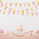 Pink Gold Party Decoration Metallic Fabric Light Pink Gold Triangle Pennant Banner Flag Bunting Garland for Women Girl Birthday Retirement Graduations Bridal Shower Wedding Baby Shower Party Supplies by GreenHaven Gardens