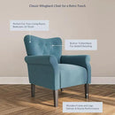 BELLEZE Modern Accent Chair, High Back Armchair, Upholstered Wingback Side Chair, Padded Single Sofa with Wooden Legs for Living Room, Bedroom - Baby Blue by CozyNest Decor
