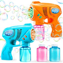 JOYIN 2 Bubble Guns with 2 Refill Solution (10 oz Total), Automatic Bubble Maker Blower Machine for Kids, Toddlers, Outdoors, Party, Birthday Gift, Easter Toys (Blue, Orange) by TinyTreasures Baby Boutique
