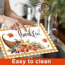 Thanksgiving Placemats Set of 6 Thanksgiving Day Plastic Table Mats Welcome Fall Place Mats Washable Vinyl Rustic Holiday Table Decoration for Indoor Outdoor Autumn Party Kitchen Dining by CozyNest Decor
