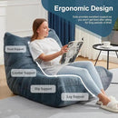Bean Bag Chairs for Adults Giant Bean Bag Chair Memory Foam BeanBag Chair Big Bean Bag Sofa with Filler Faux Fur Fireside Beanbags Lazy Sofa for Living Room Bedroom Dorm Office (Bluegrey Plush) by CozyNest Decor