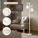 Scenekoy Rustic 68” Tall Floor Lamp with Rattan Shade, Retro Standing Lamp Tree Trunk Washed White Finish & Resin Body, Dimmable Corner Lamp with Bulb Prefer for Living Room Bedroom Home Decor by CozyNest Decor