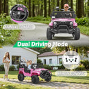 2 Seater Ride On Car Truck with Remote Control XL, Kids 24V Battery Powered Electric Vihicle w/21 in Seat, 3 Speeds, 2WD/4WD Switichable, Shock Absorbers,Bluetooth, Flower, Gift Choice by TinyTreasures Baby Boutique
