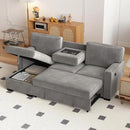 EBELLO Convertible Sleeper Sofa 3 in 1, Chenille Modern L-Shaped Couches for Living Room, Pull Out Sectional Futon Sofa Bed with Storage Space, USB Ports and Cup Holders for Bedroom, Grey by CozyNest Decor
