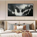 Hand Painted Mountains Painting for Living Room - Waterfall Canvas Wall Art for Office - Large Framed Wall Art Bedroom Size 29" x 59" by CozyNest Decor