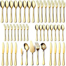 Gold Silverware Set for 8, OGORI 45-Piece Stainless Steel Flatware Set with Serving Set, Mirror Polished Cutlery Set with Serving Utensils Spoon for Kitchen Party Supply by CozyNest Decor