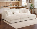 Oversized Modular Sofa, Extra Deep Cloud Corduroy Sectional Couch with Ottoman Chaise, Fluffy Chenille 6 Seater Couch Bed for Living Room, Villa (Sofa Bed 6 Seater, Corduroy White) by CozyNest Decor
