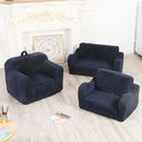Kids Snuggly-Soft Sherpa Chair, Cuddly Toddler Foam Chair for Boys and Girls, Dark Blue by TinyTreasures Baby Boutique
