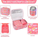 Bento Lunch Box Set With 10oz Soup Thermo, Leak-proof Lunch Containers with 4 Compartment, Kids Hot Thermo Food Jar/Insulation Lunch Bag, Food Containers for School（Rainbow） by TinyTreasures Baby Boutique