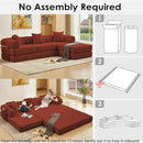 107" Oversized Convertible Sleeper Sofa Bed, Corduroy L Shape Sectional Couch, Folding Sofa Bed with Side Pocket, Modern Cloud Floor Mattress Couch, Modular Sofa for Living Room, Red by CozyNest Decor