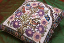 Tree of Life Pillow Cover Lavender Floral Pillowcase Botanical Flower Pillows Plants Farmhouse Traditional Chair Cushions Needlepoint Hand Embroidered Wool Size - 18x18 by CozyNest Decor