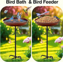 Daoeny Heavy Duty Bird Baths for Outdoors, 35In Outdoor Freestanding Birdbaths & Birdfeeder, Bird Bath Feeder Bowl with Metal Stake Garden Patio Yard Lawn Decor, Upgraded 5-Pronged Base (Brown) by GreenHaven Gardens