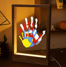CHERRY CHEERS Family Handprint Kit with Light, Handprint Keepsake Frame, Wooden Led Light, Easy Install, No Need Screw etc, Non-Toxic Paints (Brown) by TinyTreasures Baby Boutique