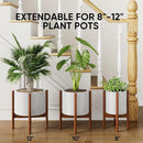 MUDEELA 2 Pack Adjustable Plant Stand Indoor, Bamboo Plant Stand 8 to 12 Inches, Single Floor Plant Stand for Indoor Plants, Bamboo Dark Brown Planter Stand for Indoor Plants, Pot Plant Not Included by GreenHaven Gardens
