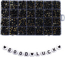 1400pcs Letter Beads, 4x7 mm Acrylic Alphabet Beads, Beads for Jewelry and Bracelet Making, in 28 Grid Box (Black and Gold) by TinyTreasures Baby Boutique