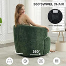 Swivel Accent Chair, Chenille Barrel Chair for Living Room, Cozy Round Boucle Arm Chair, Metal Base for Club Nursery Bedroom, Green by CozyNest Decor