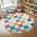 jinchan Round Rug 4ft Kids Washable Rug Indoor Floor Cover Non-Slip Soft Modern Elementary School Classroom Colorful Diamond Carpet for Nursery Daycare Bedroom Playroom Living Room Confetti on Cream by CozyNest Decor