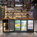 BODEGACOOLER Back Bar Cooler With 3 Glass Doors,11.4 Cu.Ft Commercial Back Bar Fridge with LED Lighting,Counter Height Bar Outdoor Beverage Cooler for Beer,Soda Drinks,Wine by CozyNest Decor