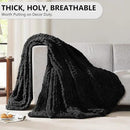 L'AGRATY Chunky Knit Blanket Throw: Soft Chenille Yarn Throw Blanket 50x60 - Handmade Thick Cable Crochet Blanket - Large Chunky Rope Throw Blanket for Couch Sofa Bed Home Decor(Black) by CozyNest Decor