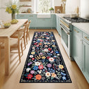 Runner Rug for Entryway: 2x6 Kitchen Rugs Non Slip Washable Ultra-Thin Soft Floral Carpet Indoor Floor Stain Resistant Carpets for Hallway Bedroom Kitchen Laundry Bathroom Dorm Black by TinyTreasures Baby Boutique