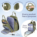 RUVALINO Diaper Bag Backpack - Multifunction Travel Back Pack Maternity Baby Changing Bags, Diaper Changing Totes, Large Capacity, Waterproof and Stylish, Baby Travel Essential, Army Green by TinyTreasures Baby Boutique