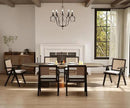 Rattan Dining Chairs Set of 6, Farmhouse Wicker Dining Chairs with Removable Linen Cushion Accent Cane Armchair for Dining Room Kitchen Restaurant, Black by CozyNest Decor