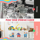 Extra Large Collapsible Sturdy Toy Storage Organizer with Lids, Animal Train Toy Box for Boys Girls, 40"x16"x16", Modern, Beige by TinyTreasures Baby Boutique