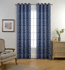 MIUCO Floral Embroidered Semi Sheer Curtains Faux Linen Grommet Curtains for Bedroom 52 x 84 Inch 2 Panels, Navy Blue by CozyNest Decor