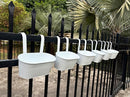 10" Hanging Flower Pots, Pack of 6 White Metal Outdoor Patio Balcony Planter, Railing Planters Fence Pot with Detachable Hook & Drainage Hole for Small Plants (White, 6Pcs) by CozyNest Decor