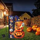 Halloween Lighted Garden Flag, Solar Yard Flag for Outside, 8 Modes Double Sided Welcome Halloween Pumpkin Outdoor Decorations for Home Porch (Pumpkin-12x18) by CozyNest Decor