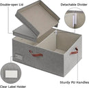 GRANNY SAYS Large Storage Bins With Lids, Decorative Boxes, Fabric Containers With Double-Open Lid and Divider, Collapsible Clothes Organizers, 63L Linen for Closet, Dark Gray by CozyNest Decor
