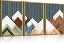 DRACIT Large Woodcut Mountain Wall Art Set Abstract Boho Forest Wood Wall Decor Nature Blue Art Decor Modern Geometric Wooden Wall Sculptures for Living Room Bedroom Office-16x24Inchx3 by CozyNest Decor