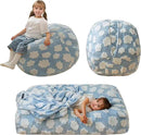 MAXYOYO Bean Bag Chair Bed for Kids, Convertible Bean Bag from Lazy Chair to Floor Bed, Fresh Cloud Design Cover, Stuffed Floor Sofa Couch for Boys and Girls, High-Density Foam Filling, Blue by CozyNest Decor